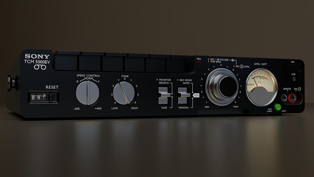 Vintage radio microphone on a broadcast mixing desk