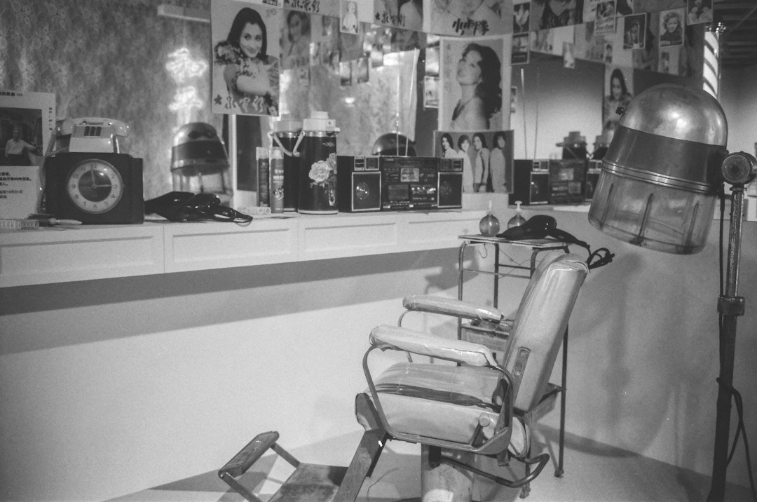 Vintage television studio with cameras and stage lighting